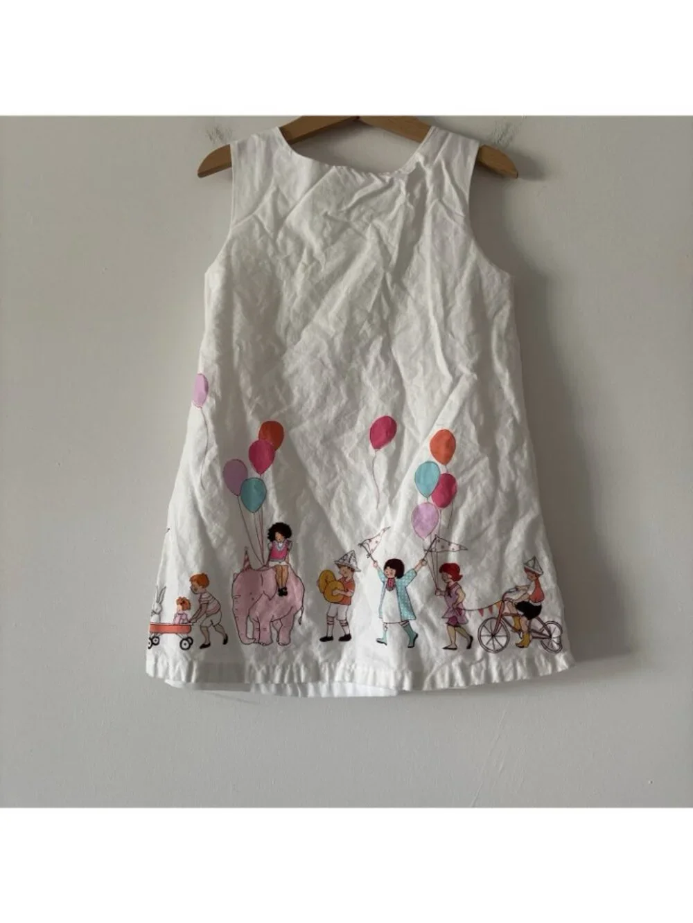 Birthday Party Dress Little Girl Size 4 Balloons Parade White Handmade Party Fun